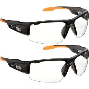 imageKlein Tools 60536 Safety Glasses Professional PPE Protective Eyewear with Semi Frame Scratch Resistant and AntiFog IndoorOutdoor LensClear Lens