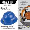 imageKlein Tools 60400 Hard Hat NonVented Full Brim Style Padded SelfWicking OdorResistant Sweatband Tested up to 20kV WhiteBlue