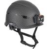 imageKlein Tools 60515 Safety Helmet NonVented Class E with Rechargeable Lamp and Chin Strap Premium KARBN Pattern Tested up to 20kVHelmet