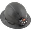 imageKlein Tools Hard Hat NonVented Full Brim Premium KARBN Pattern Class E Tested up to 20kV Padded SweatWicking Sweatband Top PadHard Hat wRechargeable Light
