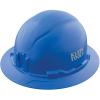 imageKlein Tools 60400 Hard Hat NonVented Full Brim Style Padded SelfWicking OdorResistant Sweatband Tested up to 20kV WhiteBlue