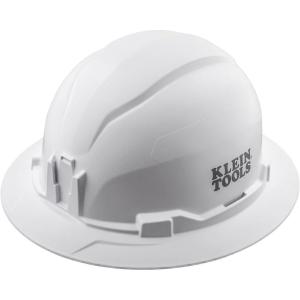 imageKlein Tools 60400 Hard Hat NonVented Full Brim Style Padded SelfWicking OdorResistant Sweatband Tested up to 20kV WhiteWhite