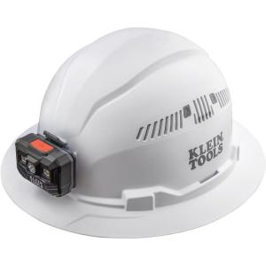 imageKlein Tools 60407RL Hard Hat Rechargeable Headlamp Vented Full Brim Style Padded SelfWicking OdorResistant Sweatband White