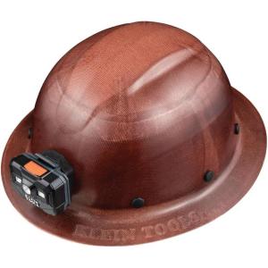 imageKlein Tools 60452 Hard Hat Full Brim Class G KONSTRUCT Series Hard Hat SweatWicking Sweatband Top Pad BrownHard Hat wRechargeable Light