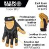 imageKlein Tools 60188 Work Gloves Professional Grade Leather Gloves with Knuckle and Finger Protection Thumb Reinforcement Mesh Back LargeLarge Pack of 2