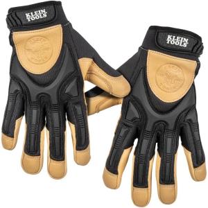 imageKlein Tools 60188 Work Gloves Professional Grade Leather Gloves with Knuckle and Finger Protection Thumb Reinforcement Mesh Back LargeLarge Pack of 2
