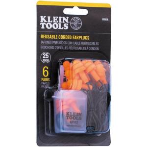 imageKlein Tools 605036 Corded Earplugs 25dB NRR Reusable Orange Ear Protection with Case for Construction Loud Noise Reduction 6Pack6 pair Pack of 1