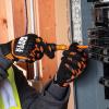 imageKlein Tools 60598 Work Gloves HeavyDuty Suede TPR Impact Resistant TouchscreenCapable Hook ampamp Loop Wrist StrapBlack  Orange  White