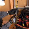 imageKlein Tools 60598 Work Gloves HeavyDuty Suede TPR Impact Resistant TouchscreenCapable Hook ampamp Loop Wrist StrapBlack  Orange  White