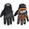 imageKlein Tools 60598 Work Gloves HeavyDuty Suede TPR Impact Resistant TouchscreenCapable Hook ampamp Loop Wrist StrapBlack  Orange  White