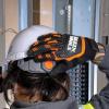 imageKlein Tools 60598 Work Gloves HeavyDuty Suede TPR Impact Resistant TouchscreenCapable Hook ampamp Loop Wrist StrapBlack  Orange  White