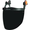 imageKlein Tools 60472 Clear Face Shield for Safety Helmet and CapStyle Hard Hats Impact Rated AntiFog LowProfile Design for GrindingGray Tint