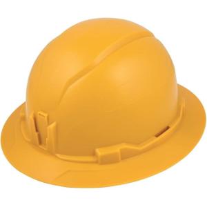 imageKlein Tools 60489 Hard Hat NonVented Full Brim Style Padded SelfWicking OdorResistant Sweatband Tested up to 20kV Yellow