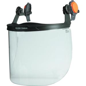 imageKlein Tools 60528 FullBrim Hard Hat Face Shield Clear ImpactRated AntiFog LowProfile Design FlipUp Earmuff Compatible One Size