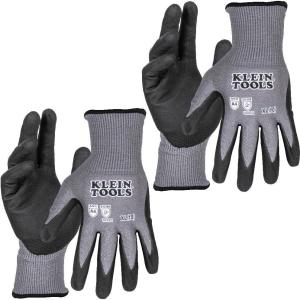 imageKlein Tools 60589 Work Gloves Knit Dipped Cut Resistant ANSI A4 Nitrile Coated Gloves HPPE Fabric Touchscreen Capable Fingertips Large 2PairXLarge