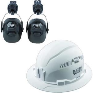 imageKlein Tools 80146 Vented Full Brim Hard Hat with Earmuff Attachment fits Klein Tools Full Brim Hard Hats 26dB Noise Protection 2Piece