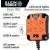 imageKlein Tools 29601 Magnetic Power Strip with Surge Protector Extension Cord 4 Outlets 3 USB Ports 5Foot Cord Power Supply Box with Light PowerBox 1 Heavy Duty