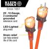 imageKlein Tools EXC2515 123 SJEOW 25Foot Extension Cord LED Ends Daytime Visibility Flexible in Cold Weather 999 Copper Wire 15A IndoorOutdoor