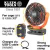 imageKlein Tools PJSFM2 Lithium Battery Operated Fan Rechargeable Mini USB Fan with Clip On Hang Hole and Magnet Mounting Portable OrangeGray7Inch