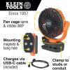 imageKlein Tools PJSFM2 Lithium Battery Operated Fan Rechargeable Mini USB Fan with Clip On Hang Hole and Magnet Mounting Portable OrangeGray9Inch