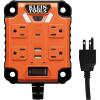 imageKlein Tools 29601 Magnetic Power Strip with Surge Protector Extension Cord 4 Outlets 3 USB Ports 5Foot Cord Power Supply Box with Light PowerBox 1 Heavy Duty