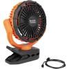 imageKlein Tools PJSFM2 Lithium Battery Operated Fan Rechargeable Mini USB Fan with Clip On Hang Hole and Magnet Mounting Portable OrangeGray9Inch