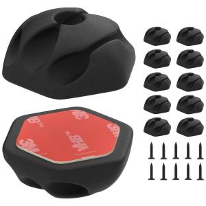imageKlein Tools 450400 Cable Clips Made in USA Adhesive Single Slot Cable Cord Management Mounting Clips Optional Screw for Permanent Mounting 10Pack3Slot Clips