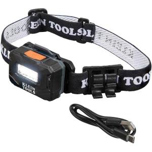 imageKlein Tools 56049 Rechargeable Headlamp  LED Lights Adjustable Fabric Strap with Marker  Pencil Holder 260 Lumens for Work and OutdoorsHeadlamp