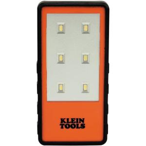 imageKlein Tools 56221 LED Light with Magnetized Clip Battery Operated Hands Free Adjustable Brightness Orange for Work Running Camping