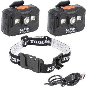 imageKlein Tools 80153 Headlamp Set 2 Rechargeable LED Headlamps and Bracketed Headlamp Fabric Strap for Klein Hard Hats 3Piece