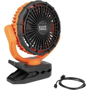imageKlein Tools PJSFM2 Lithium Battery Operated Fan Rechargeable Mini USB Fan with Clip On Hang Hole and Magnet Mounting Portable OrangeGray9Inch
