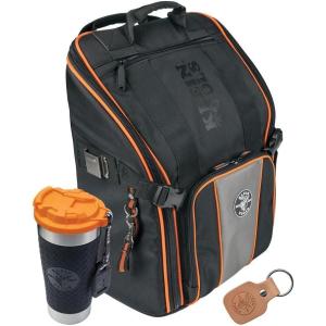 imageKLEIN TOOLS 55655 Tool Bag Backpack Tradesman Pro Tool Station with 21 Pockets and Large Interior Includes Flashlight with Work LightBackpack With Tumbler and Key Chain