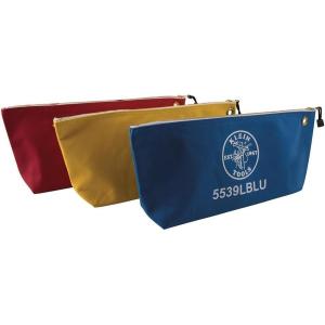 imageKlein Tools 5539LBLU Zipper Bag Large 16Inch Canvas Tool Pouch for Tool Storage with Brass Zipper and Grommet for Hanging BlueRed  Yellow  Blue