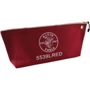 imageKlein Tools 5539LBLU Zipper Bag Large 16Inch Canvas Tool Pouch for Tool Storage with Brass Zipper and Grommet for Hanging BlueRed