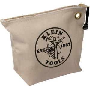 imageKlein Tools 5539NAT Zipper Bag Canvas Tool Pouch is 10Inch Consumables Bag for Storing Parts Brass Grommet for Easy Hanging NaturalNatural