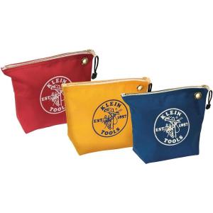 imageKlein Tools 5539NAT Zipper Bag Canvas Tool Pouch is 10Inch Consumables Bag for Storing Parts Brass Grommet for Easy Hanging NaturalRedBlueYellow