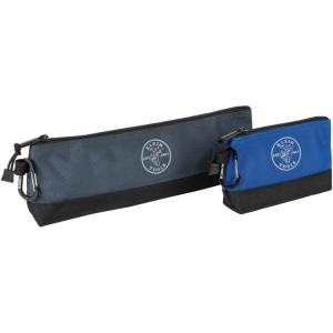 imageKlein Tools 55559 StandUp Zipper Bag Tool Pouch with Carabiners 7Inch Blue and 14Inch Gray Utility Bags with Reinforced Bottom 2PackHOLSTER