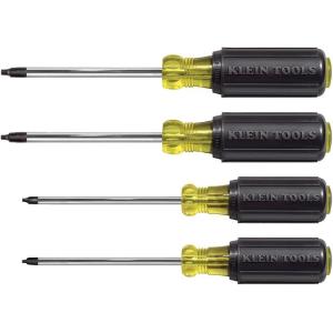 imageKlein Tools 85664 Screwdriver Set Made in USA Square Recess with Color Coded Handles and Heat Treated Chrome Plated Shafts 4Piece
