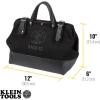 imageKlein Tools 510212BLK Heavy Duty Black Canvas Tool Bag Tool Tote MultiPurpose Bag with Wide Hinged Opening and Leather Handles 12Inch