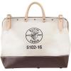 imageKlein Tools 510216 Heavy Duty Natural Canvas Tool Bag Tool Tote MultiPurpose Bag with Wide Hinged Opening and Leather Handles 16Inch16Inch