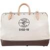 imageKlein Tools 510216 Heavy Duty Natural Canvas Tool Bag Tool Tote MultiPurpose Bag with Wide Hinged Opening and Leather Handles 16Inch18Inch