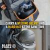 imageKlein Tools 55665 Ironworker and Welder Backpack Fire Resistant Exterior 27 Pockets Hold Welding Helmet Hard Hat 36Inch Connecting Bar