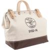 imageKlein Tools 510216 Heavy Duty Natural Canvas Tool Bag Tool Tote MultiPurpose Bag with Wide Hinged Opening and Leather Handles 16Inch14Inch