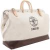 imageKlein Tools 510224 Heavy Duty Natural Canvas Tool Bag Tool Tote MultiPurpose Bag with Wide Hinged Opening and Leather Handles 24Inch20Inch