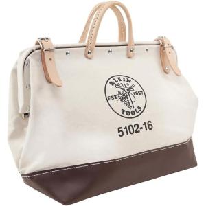 imageKlein Tools 510216 Heavy Duty Natural Canvas Tool Bag Tool Tote MultiPurpose Bag with Wide Hinged Opening and Leather Handles 16Inch16Inch