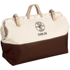 imageKlein Tools 510524 Tool Bag Heavy Duty Canvas Tool Storage with MoistureResistant Vinyl Bottom and Steel Frame for Rugged Use 24Inch24Inch