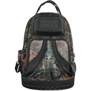 imageKlein Tools 55421BP14CAMO Tool Bag Backpack Heavy Duty Tradesman Pro Tool Organizer  Tool Carrier has 39 Pockets Molded Base Camo DesignCamo Backpack