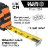 imageKlein Tools 9216 Tape Measure HeavyDuty Measuring Tape with 16Foot DoubleHook DoubleSided Nylon Reinforced Blade with Metal Belt ClipSingleHook