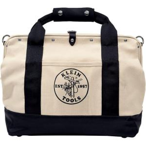imageKlein Tools 500318 Canvas Tool Bag with Leather Bottom and Wide Opening for Easy Access 11 Pockets 18Inch
