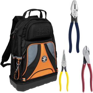 imageKlein Tools 80120 Backpack and Pliers Kit with Backpack Long Nose Diagonal Cut and Side Cut Pliers 4Piece